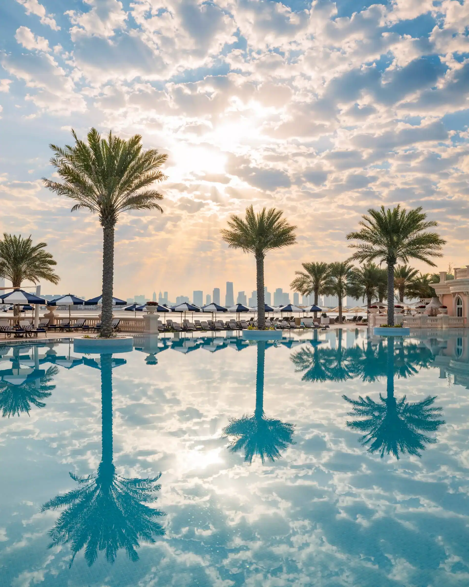 Exterior view of Raffles Residences Palm Jumeirah overlooking the Arabian Gulf